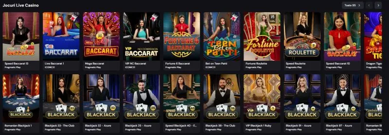 Sectiunea de live casino de la Joker Casino