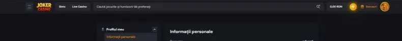 Sectiunea contul meu la Joker Casino