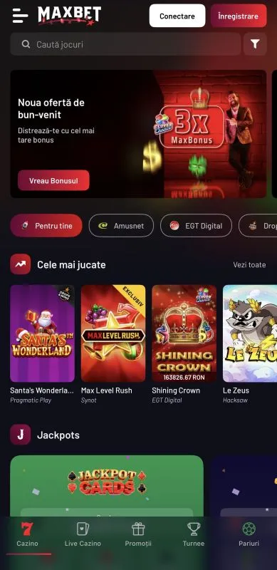 Maxbet Casino pe mobil