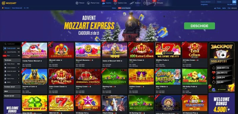 Interfata principala de la Mozzartbet Casino