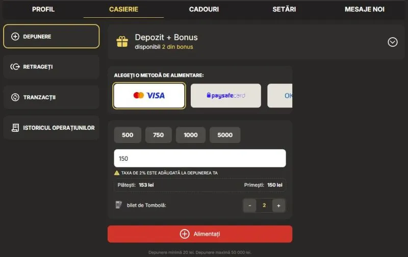 Metode de plata la Million Casino