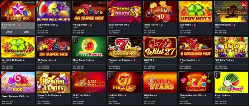 Sectiunea de sloturi de la Mozzartbet Casino