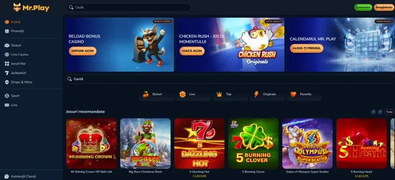 Interfata principala de la Mr Play Casino