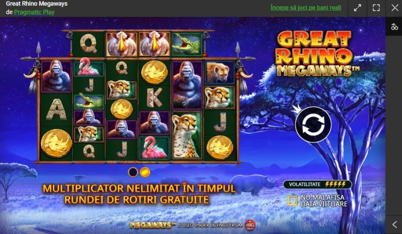 Jocul de slot Great Rhino Megaways