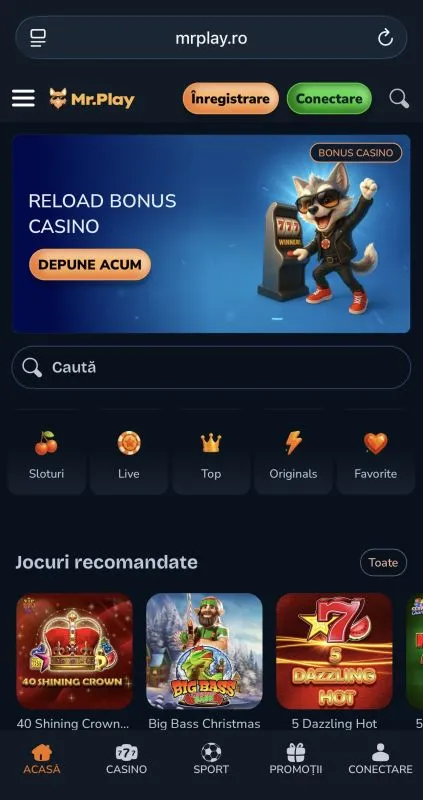 Aplicatia de la Mr Play Casino