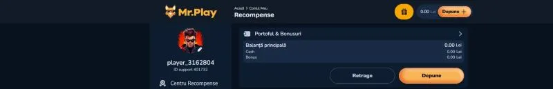 Sectiunea contul meu la Mr Play Casino