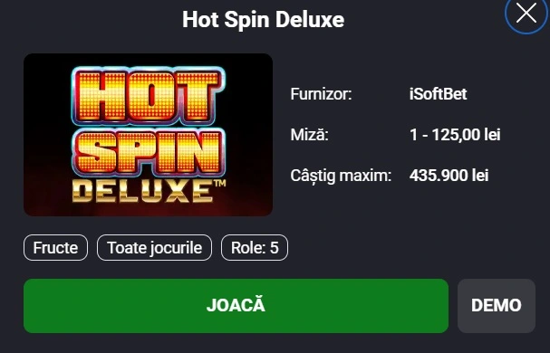 Functiile jocului Hot Spin Deluxe