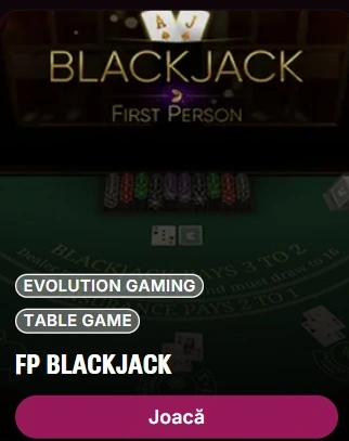 Interfata jocului First Person Blackjack