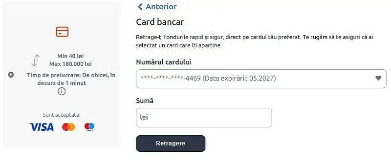 Procesul de retragere prin card bancar