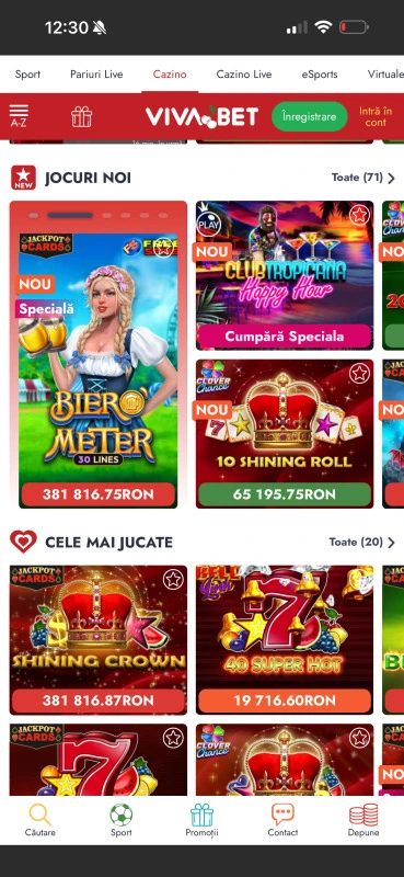 Experiența mobilă Vivabet