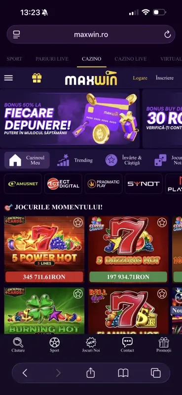 Aplicația și versiunea mobilă MaxWin Casino