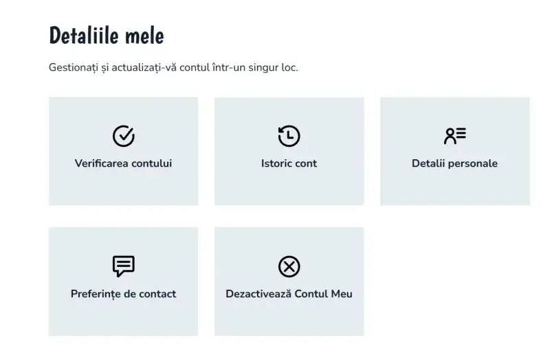 Sectiunea contul meu la Vlad Cazino