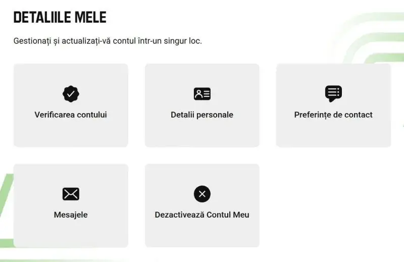 Sectiunea contul meu la Unibet Casino