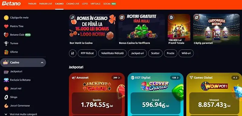 Pagina principala de la Betano Casino