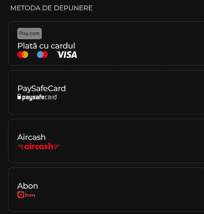 Metode de plată și retrageri Princess Casino