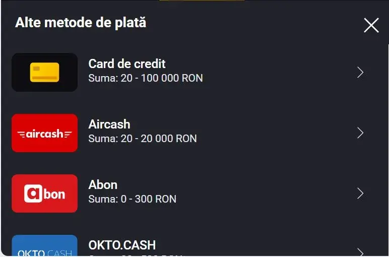 Metode de plată și retrageri la Fortuna Casino