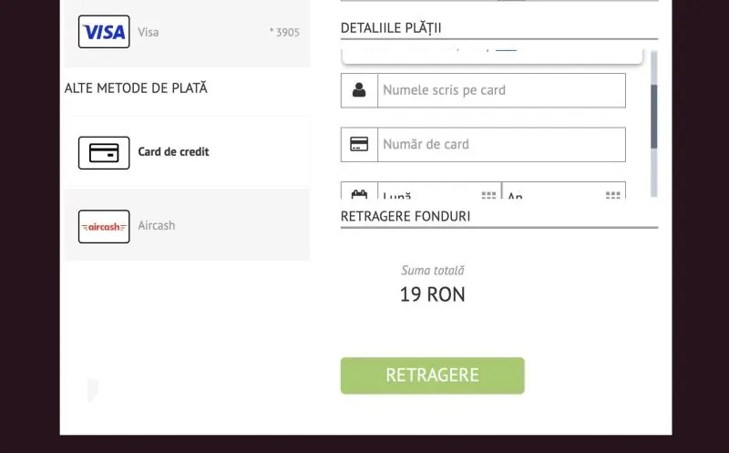 Procesul de retradere prin card de credit la Superbet Casino