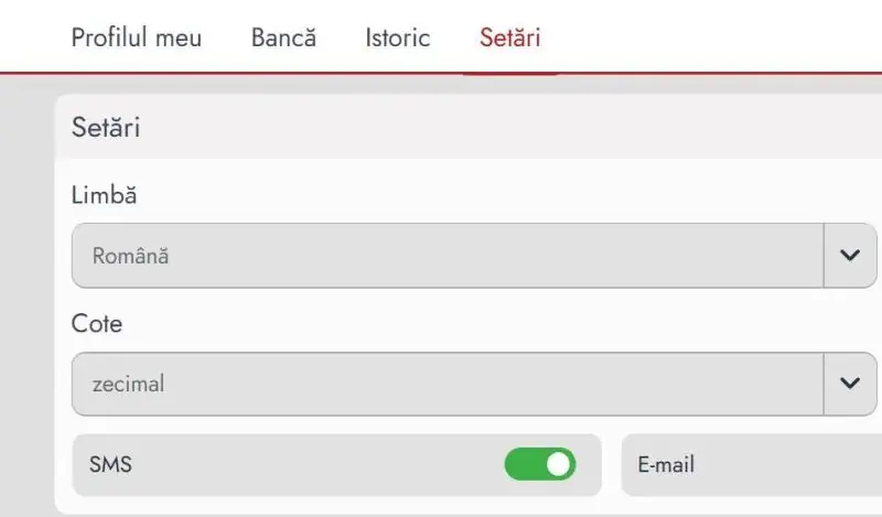 Sectiunea contul meu la Vivabet Casino