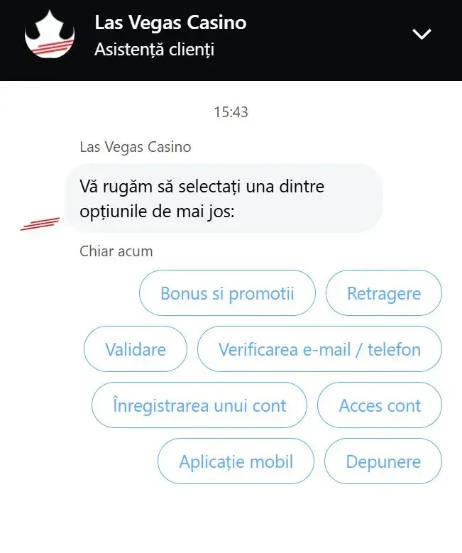 Las Vegas Casino asistența clienților
