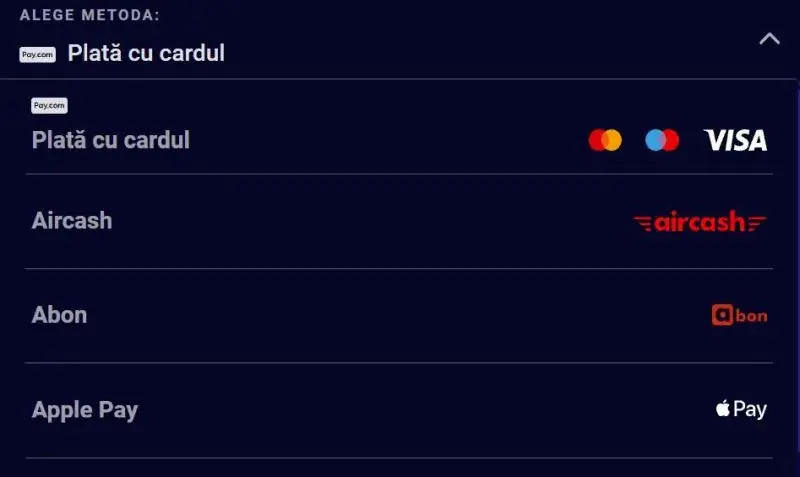 Metode de plată la BetMen Casino