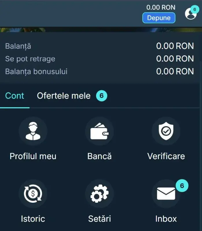 Sectiunea contul meu la UltraBet Casino