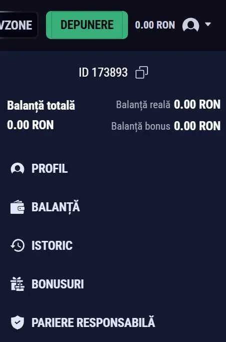Sectiunea contul meu la Favbet Casino