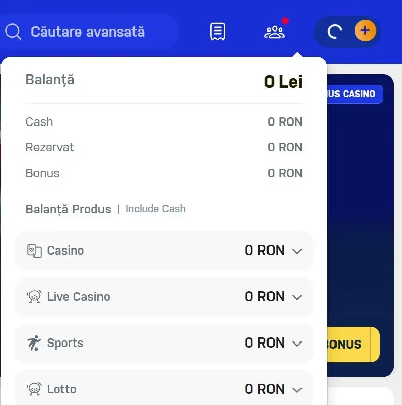 Sectiunea contul meu la Winner Casino