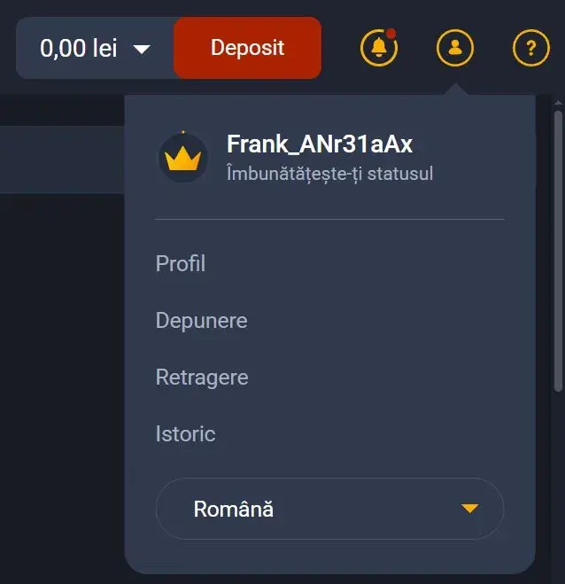 Contul meu la Frank Casino