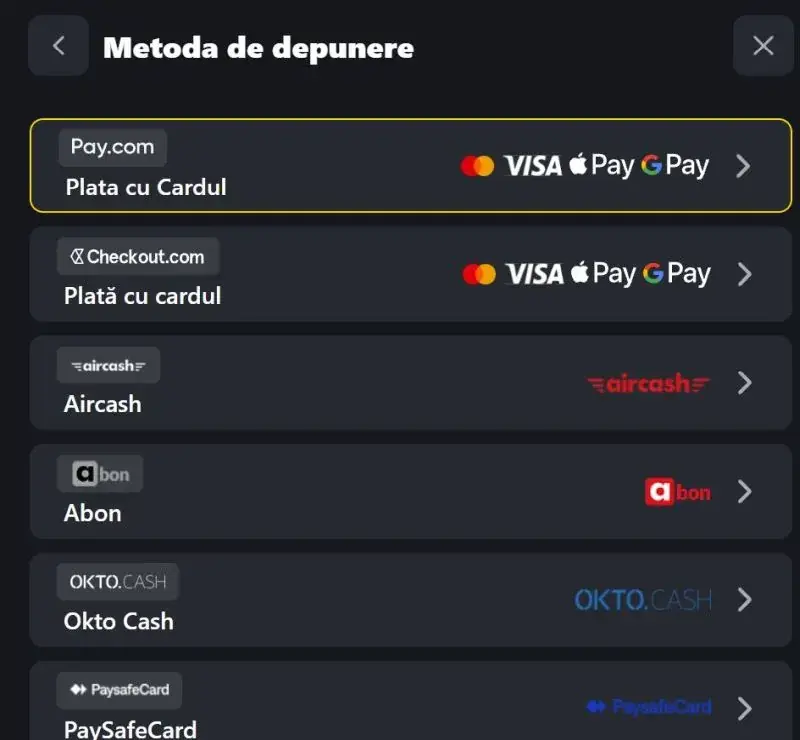 Metode de plată Win2 Casino