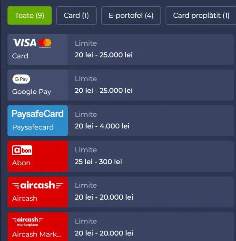 Metodele de plată la SlotV Casino