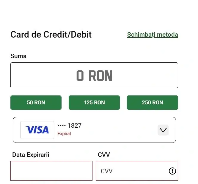 Unibet card decredit/debit