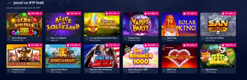 Jocuri de slot cu RTP inalt