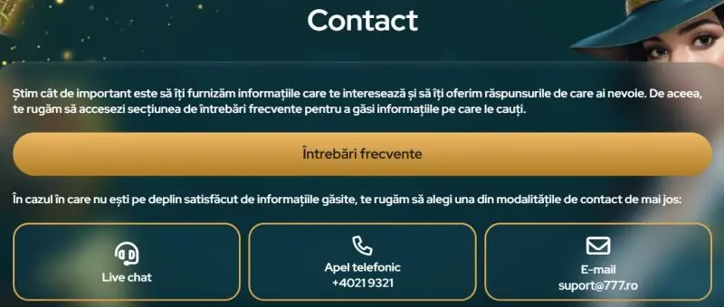 Suport clienți 777 Casino online
