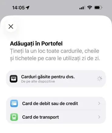 Adăugarea cardurilor în Apple Wallet