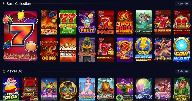 Sectiunea de sloturi de la WinBoss Casino